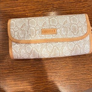 Consuela Snake Print Wallet in Cream and Tan